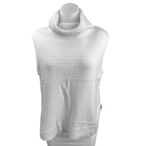 Theory White 100% Cashmere Turtleneck Knit Sleeveless Sweater Vest Top Size S